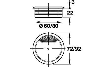 60 mm Kabeldoorvoer Zwart 